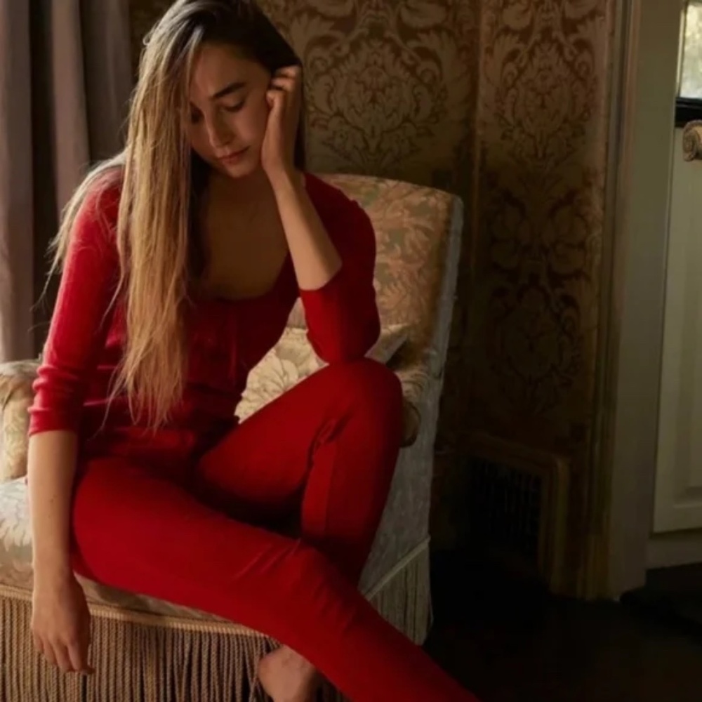 DOEN Bessie Suit 100% Cotton Pointelle in the color Currant Sz M